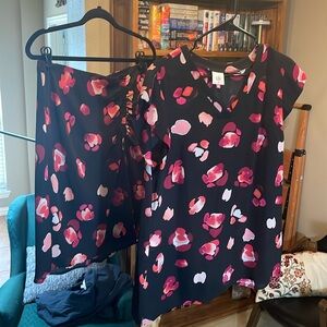 CAbi Petal Blouse (#5523) and Skirt (5513) set